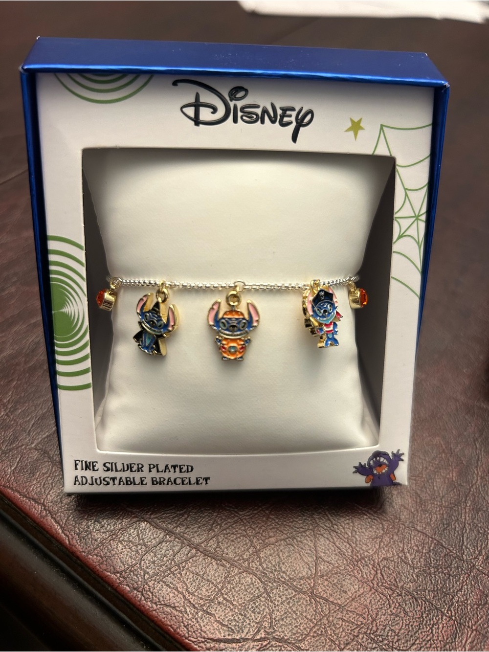 Disney Enamel Stitch Charm Bracelet - Blue, Gold and Pink Accents